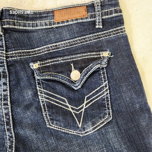 Size 19 x 37" Inseam Vigold Stretch Boot Jeans Tall Girls Dark Denim Vintage New - Picture 5 of 12